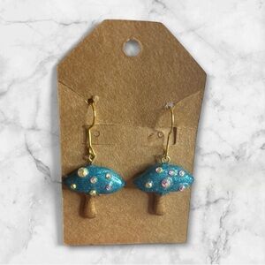 Blue Mushroom Earrings for Kids